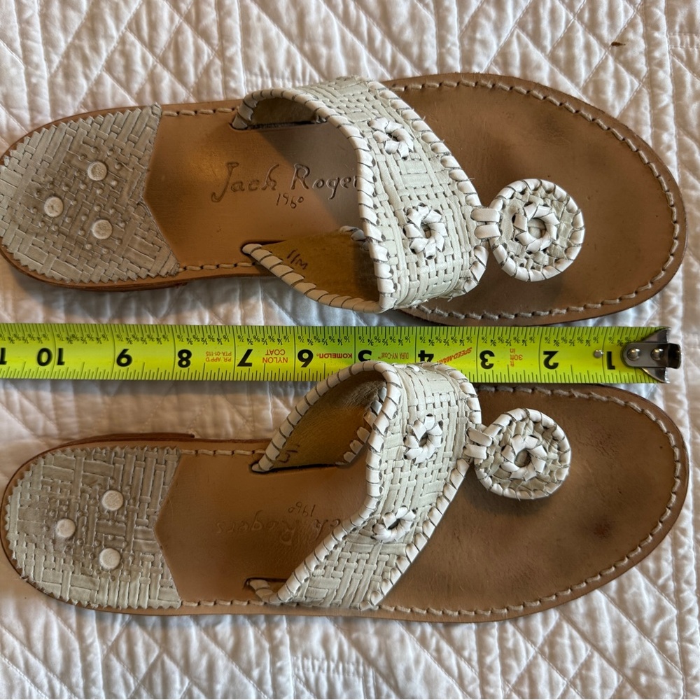 Jack Rogers White Woven Thong Sandals